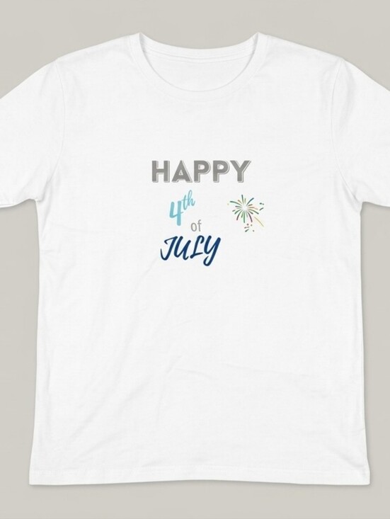 None Tops - Handmade "Happy 4th of July" Graphic Tee